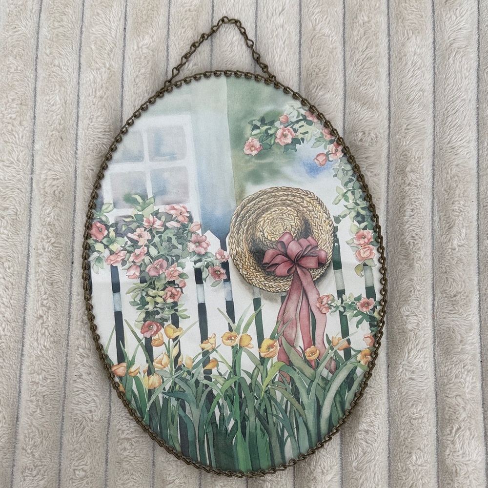 Floral Garden Oval Wall Plaque/chimney flue cover